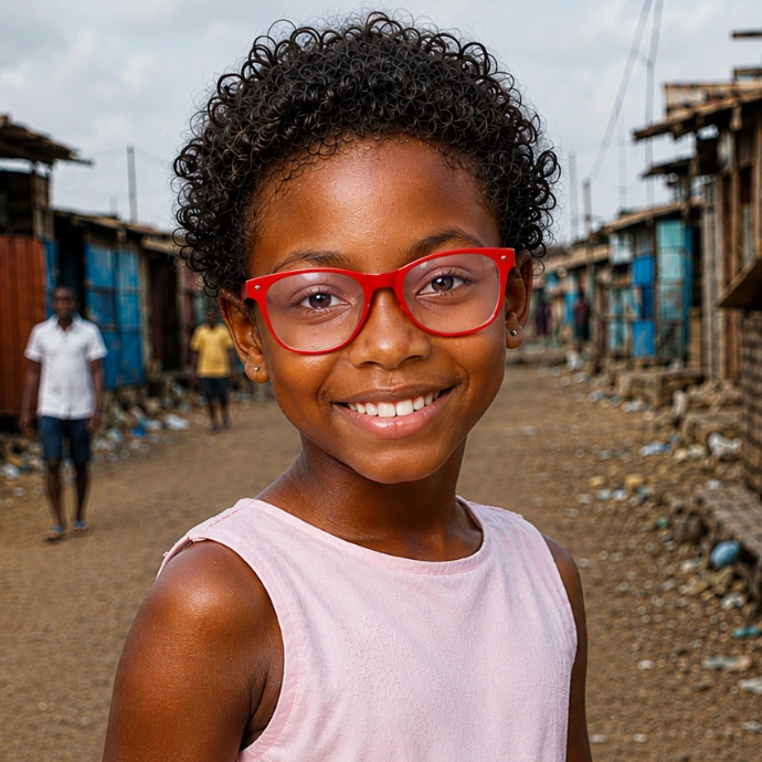 Szenario: Amara, 10 Jahre aus Nigeria Kind mit gespendeter Brille